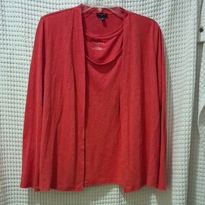 Talbots Women's Red Coral Layered Cardigan Set Sz Lp